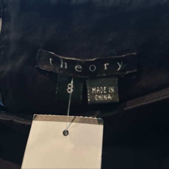 Theory Kadie Black Cotton Mini Dress Size 8 Sleeveless Little Black Dress - Picture 4 of 11